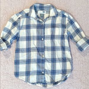 Old Navy Girls “Boyfriend” button-down plaid shirt
